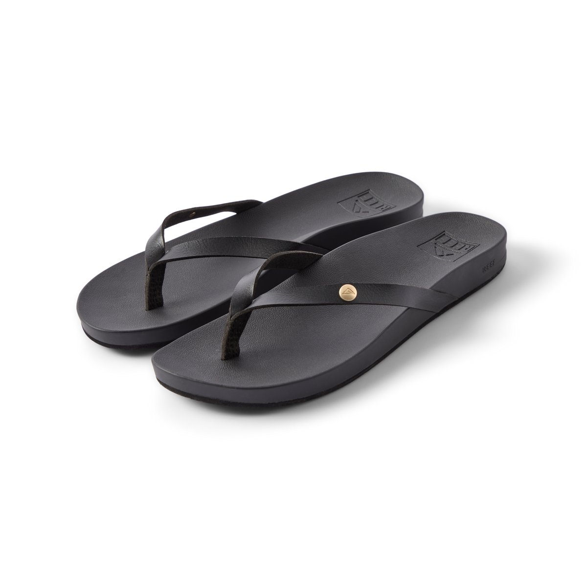 Vista Ivy women's black sandals facing right, close-up of straps and cushioned footbed emphasizing comfort and durability.