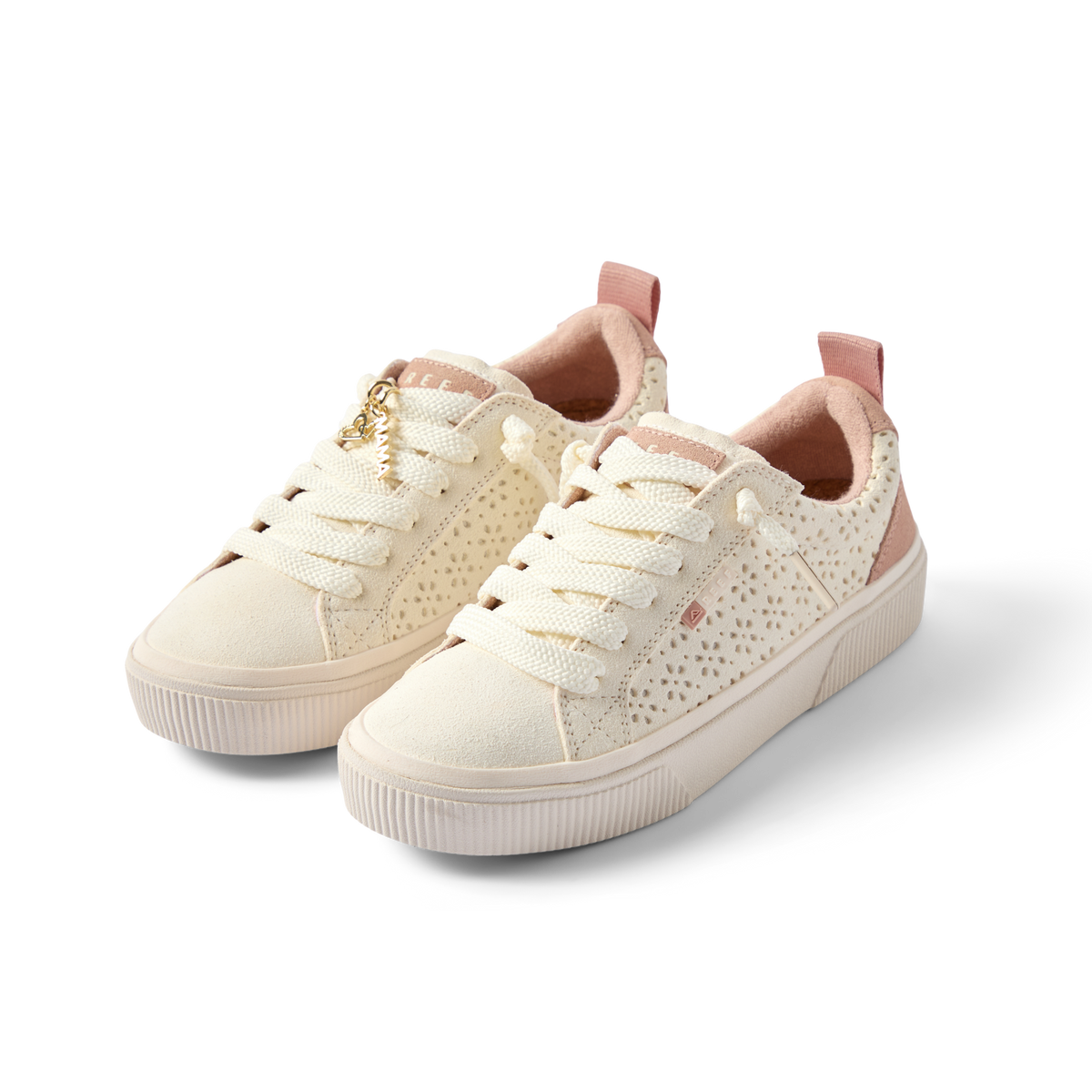 Pair of women's Lay Day Dawn sneakers facing right with soft pink accents, breathable design, and cushioned sole.