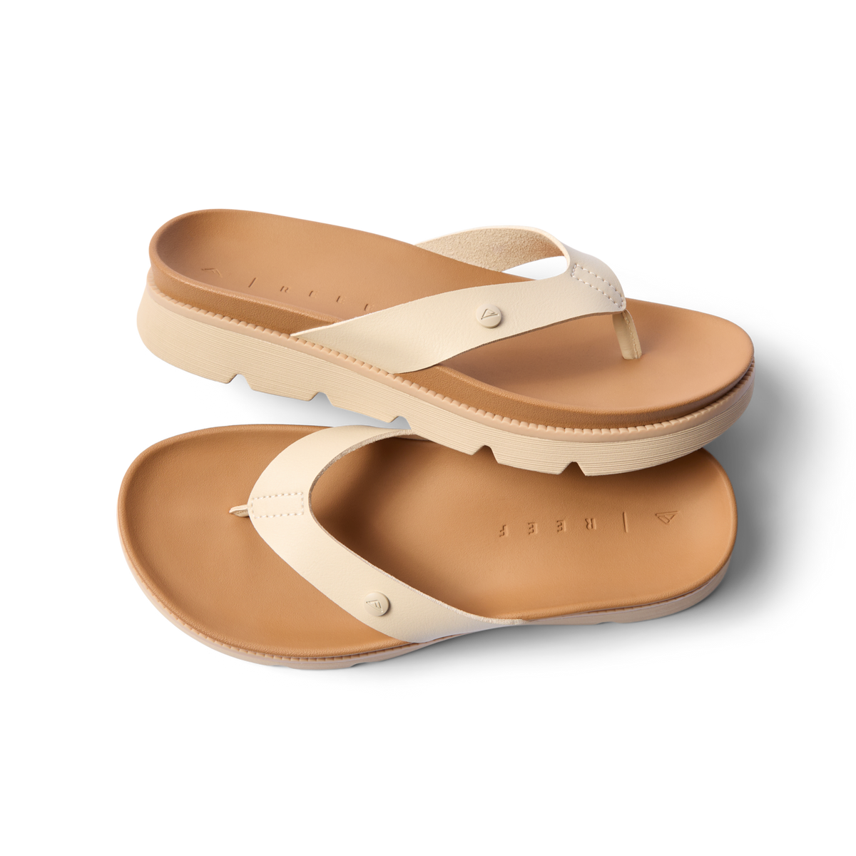 Vista Luxe Vivianahh women's sandals, top view and right side, beige with soft cushioning and arch support, beach-inspired comfort.