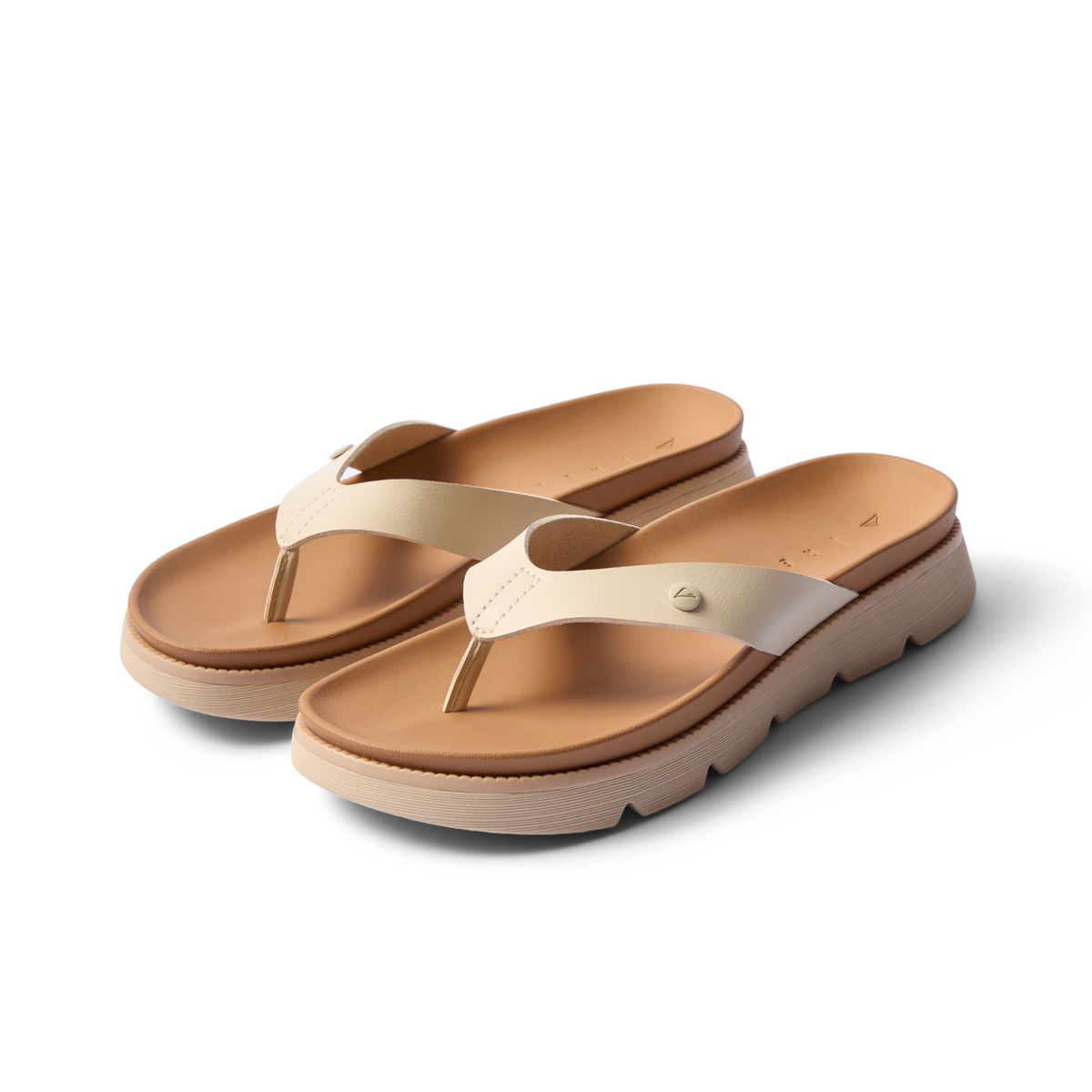 Vista Luxe Vivianahh women's sandals facing forward, close-up of cushioned footbed and soft arch support in neutral tones.